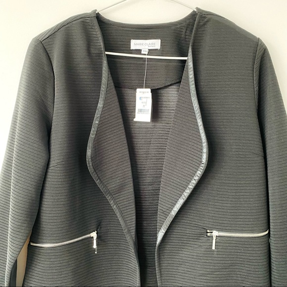 🆕 Black Blazer Jacket Zipper Pockets Size M - Picture 2 of 3